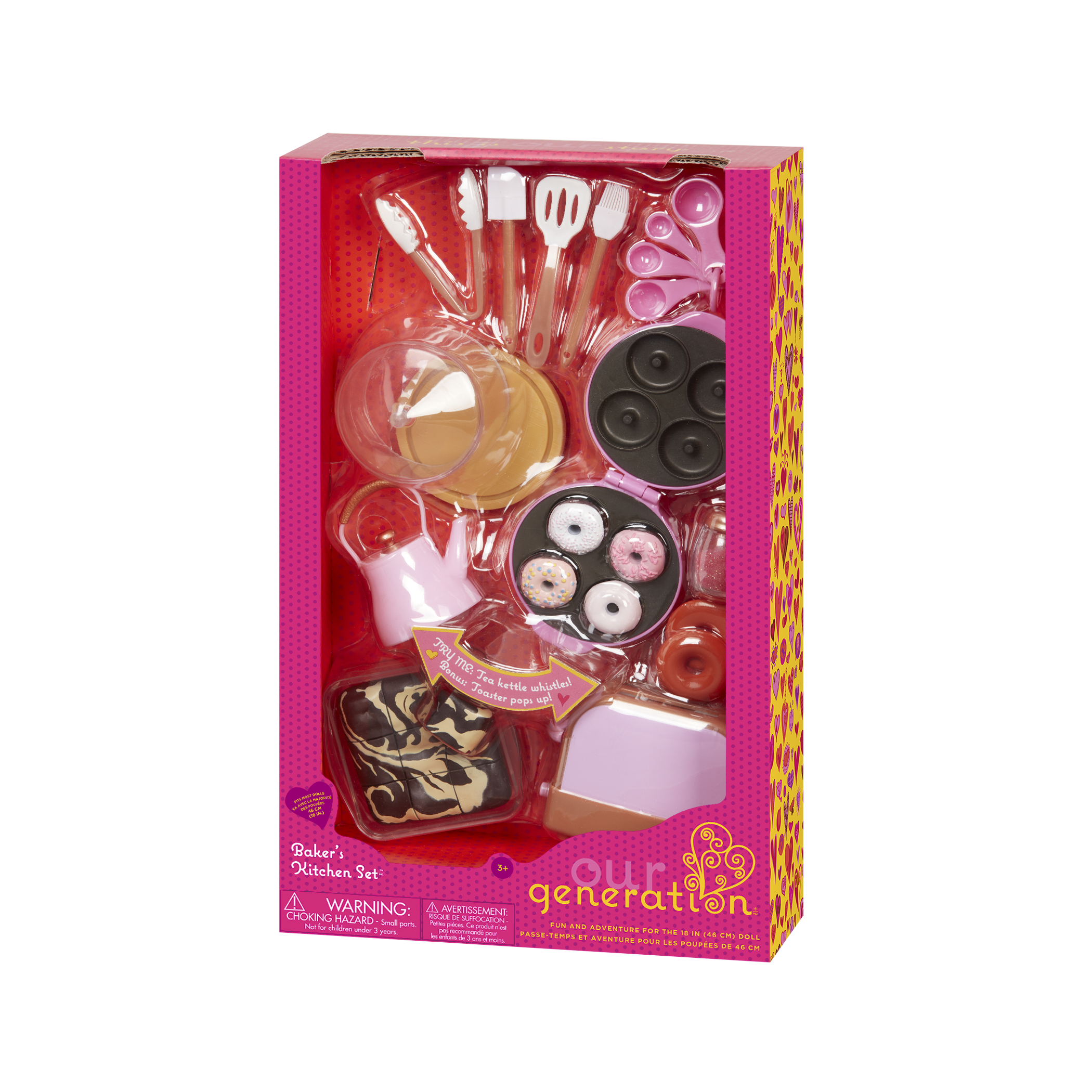18-inch doll with baking playset