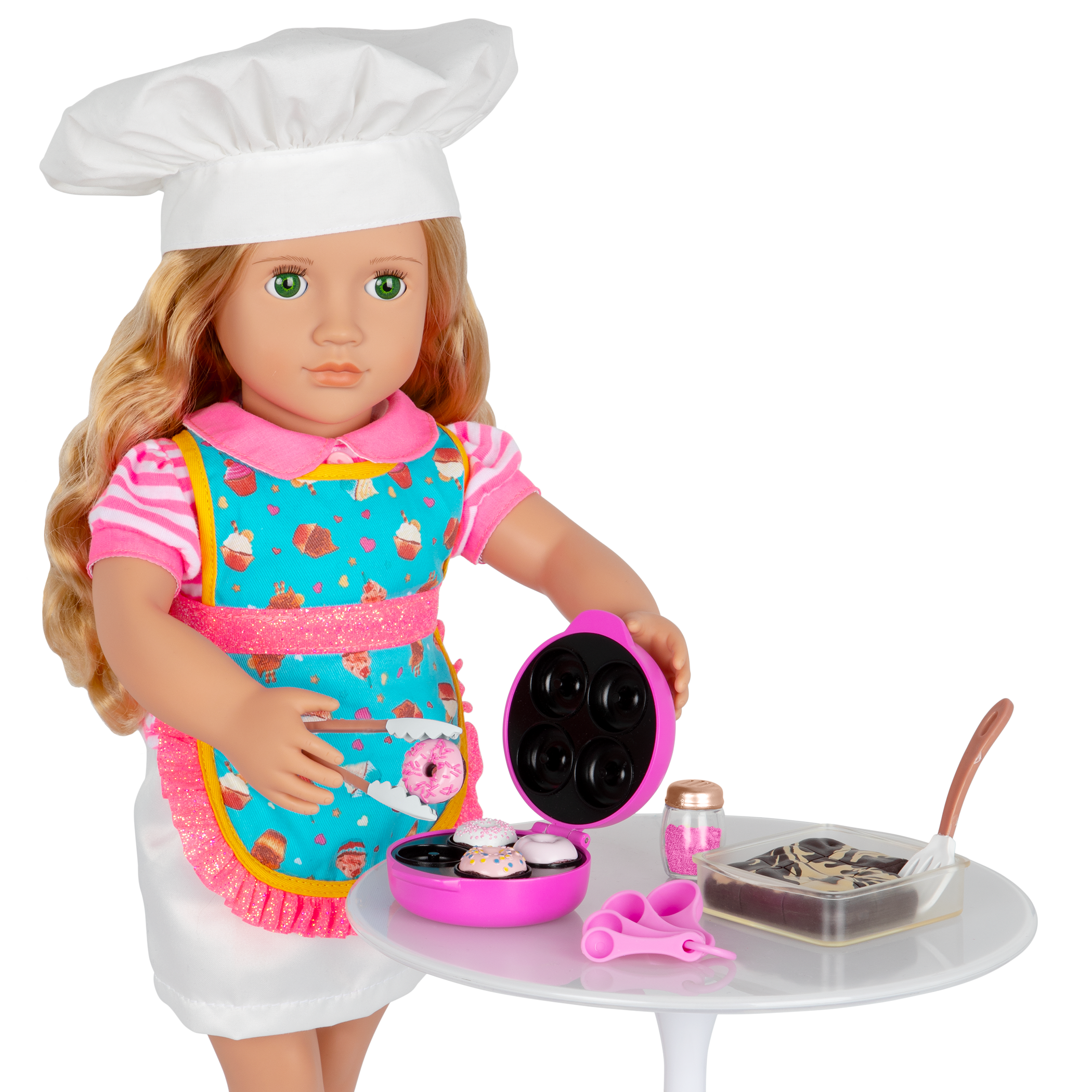 18-inch doll with baking playset