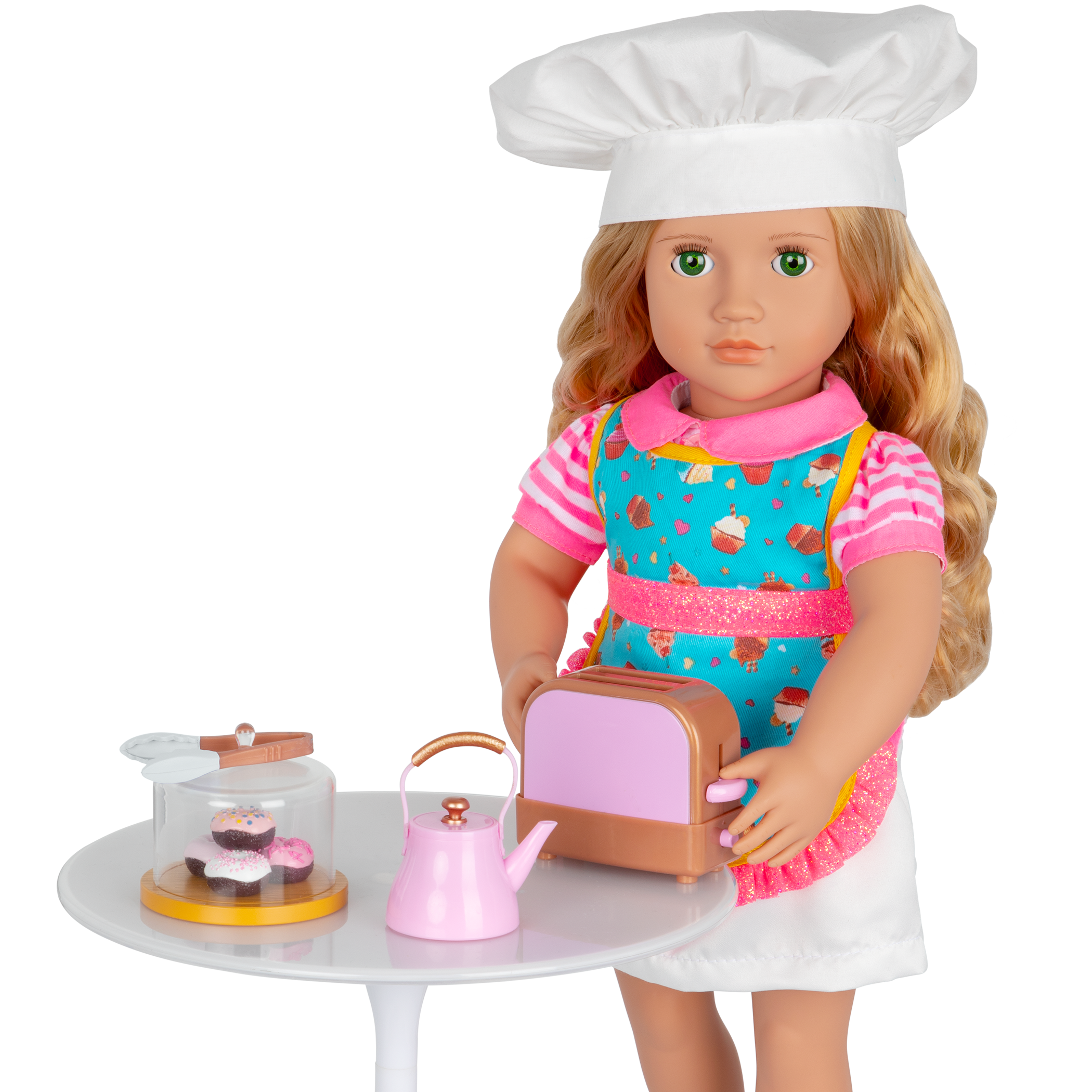 18-inch doll with baking playset