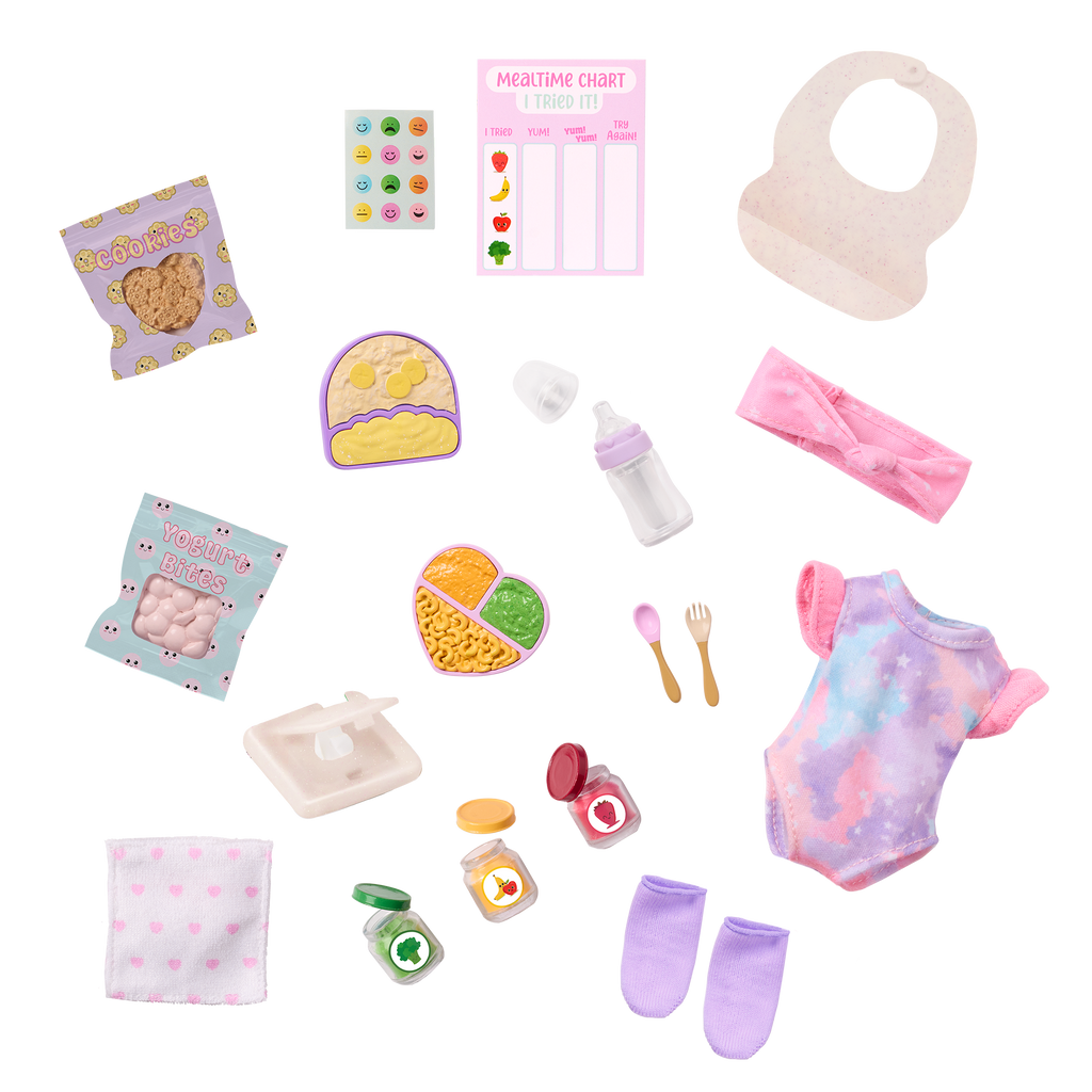 Our Generation Baby Emilia & Mealtime Set