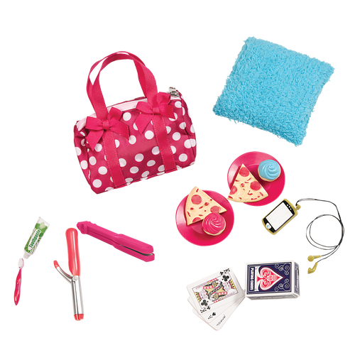 Two 18-inch dolls using sleepover playset