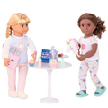 Two 18-inch dolls with slumber party playset