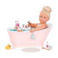 18-inch doll in bathtub playset