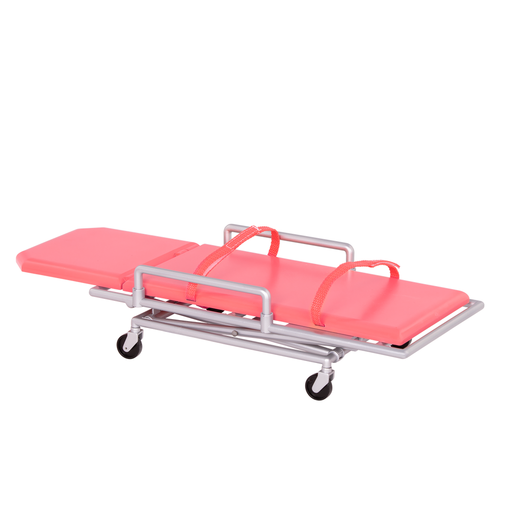Two 18-inch dolls using ambulance gurney