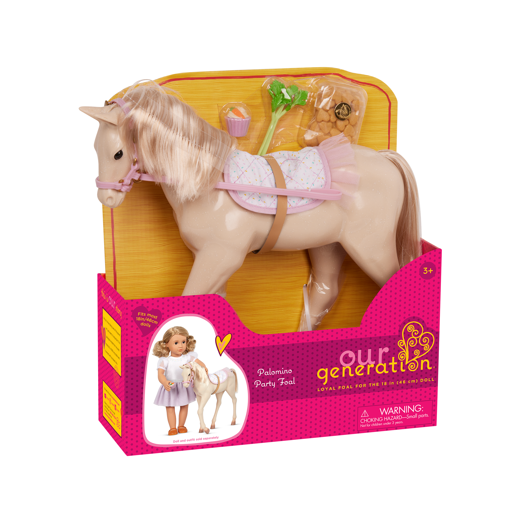 Our Generation Palomino Party Foal pony playset with 12 inch baby horse for 18 inch dolls