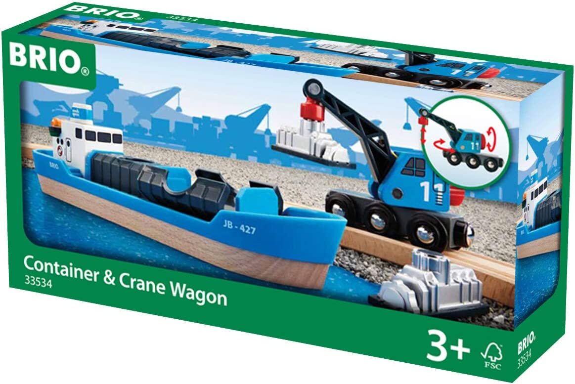 BRIO - Container & Crane Wagon 4 pieces