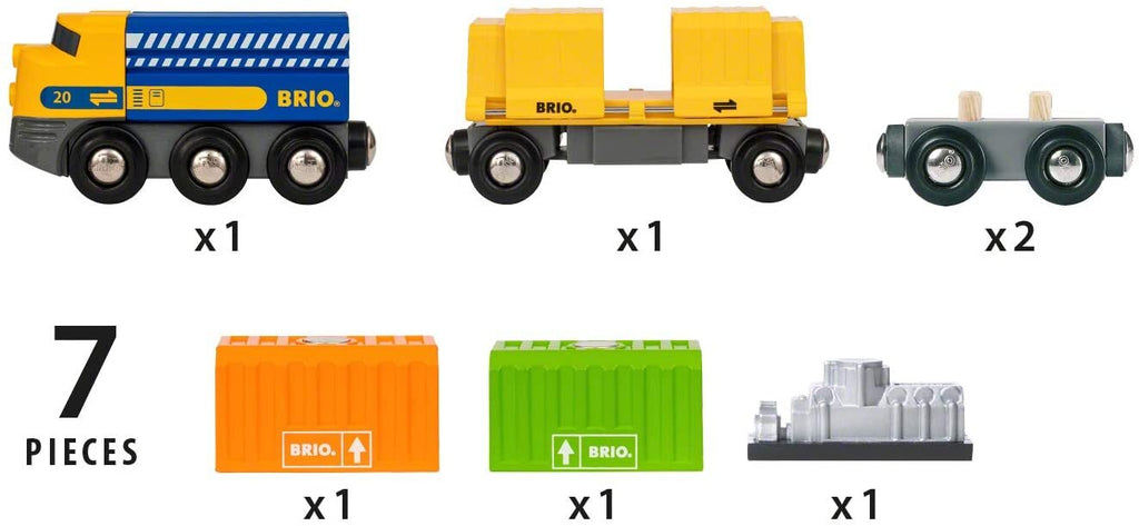 BRIO - Three-Wagon Cargo Train 7 pieces