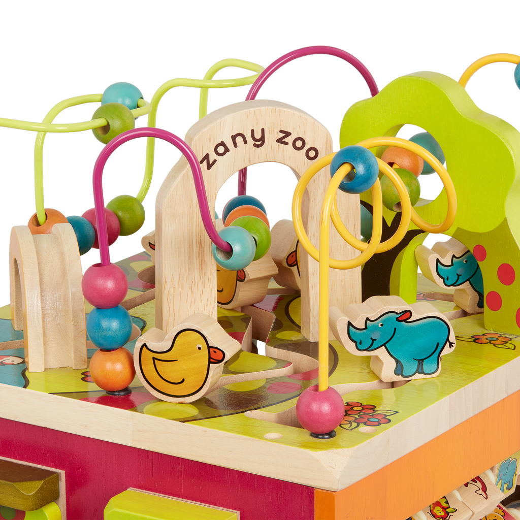 Wooden zoo activity cube.