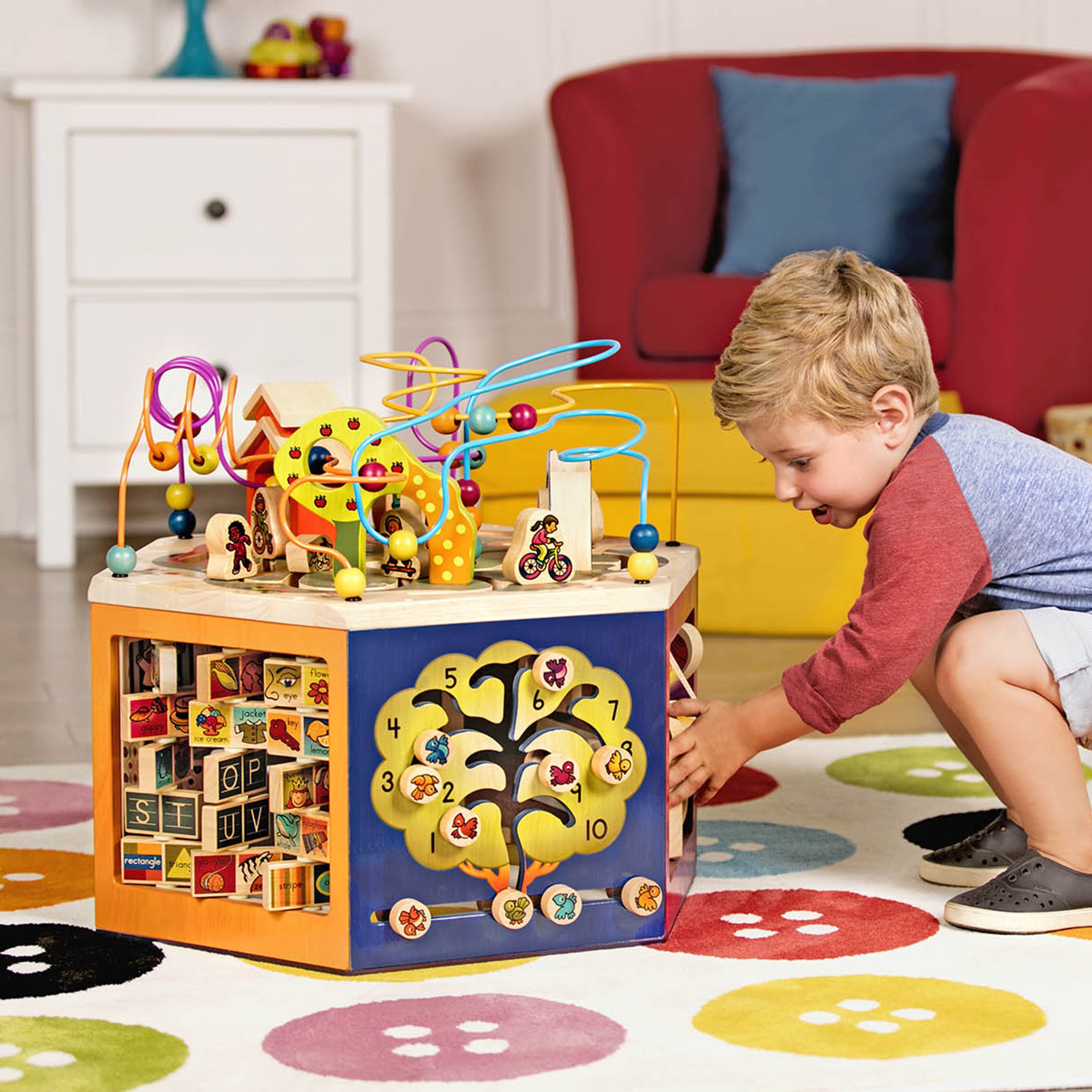 Wooden activity cube
