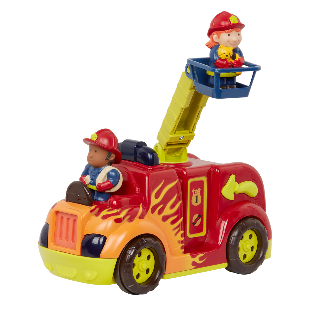 Toy fire truck with firefighters
