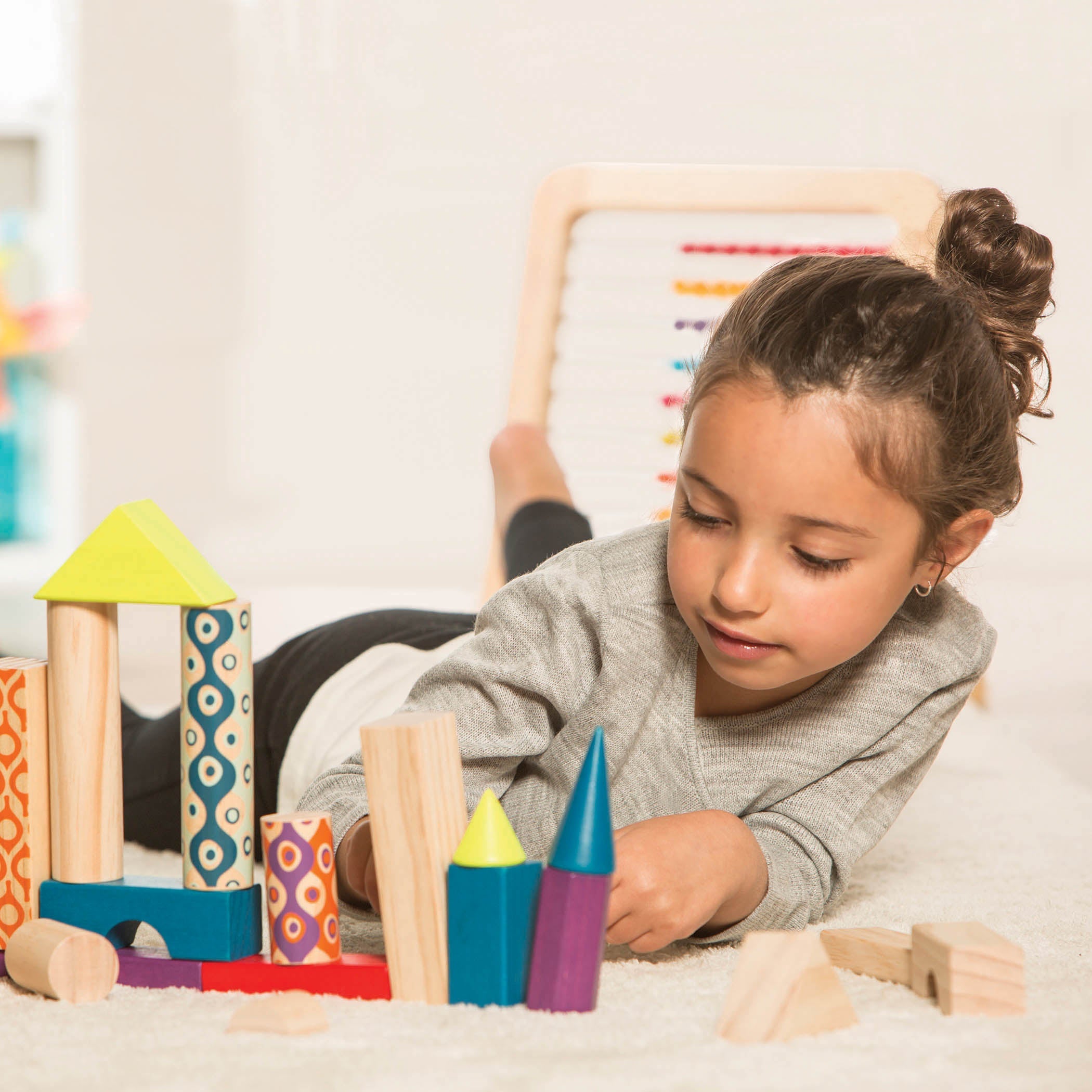 Wooden building blocks.