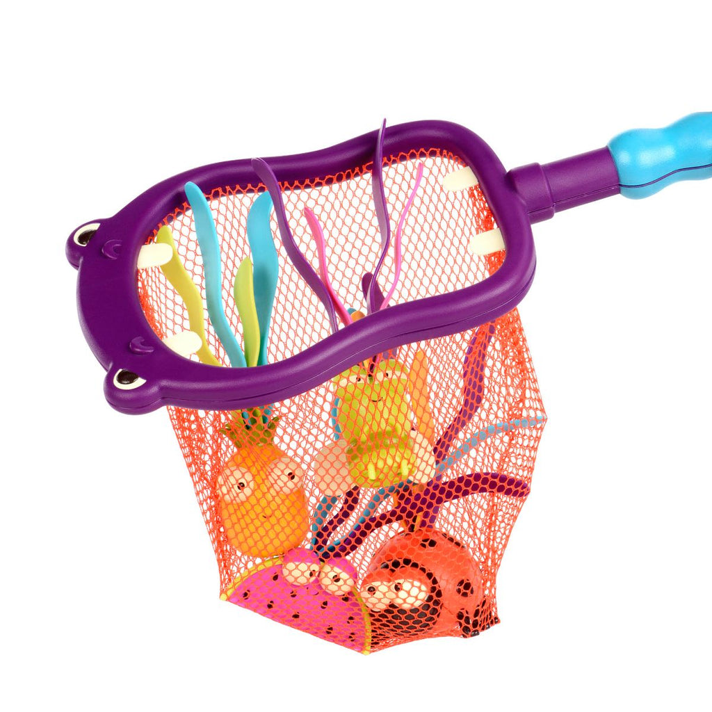 Pool playset with hippo design net.
