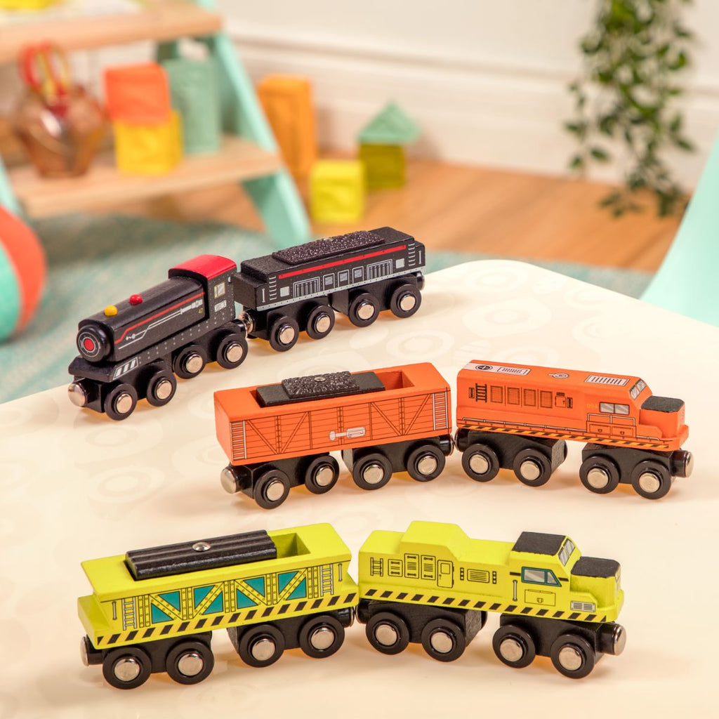 B. toys - Wooden Trains Asst