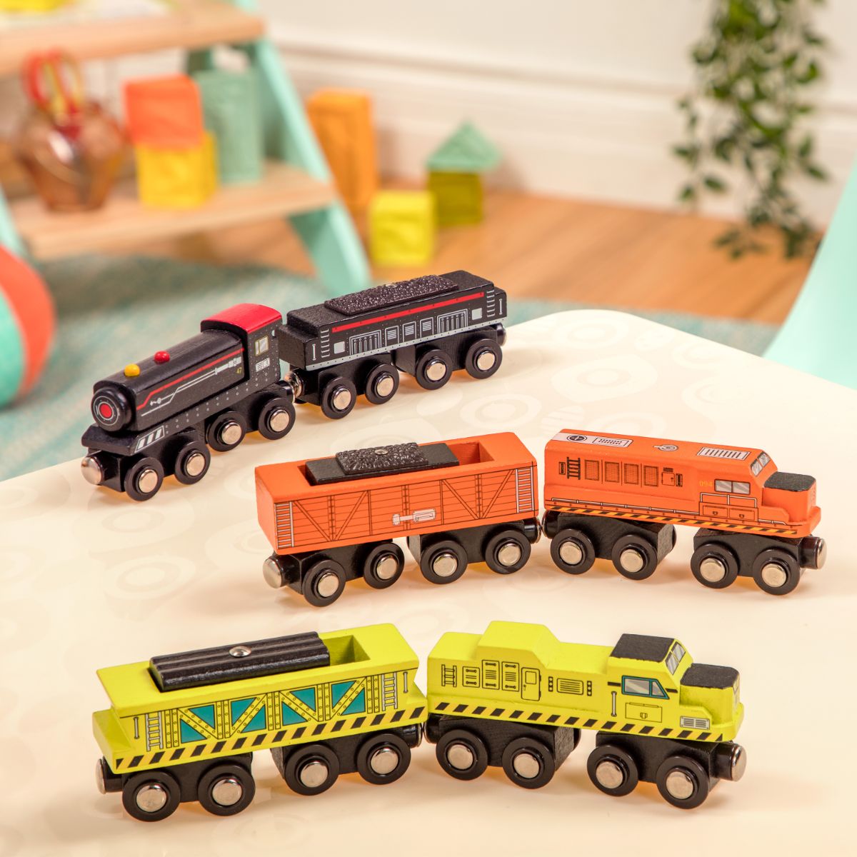 B. toys - Wooden Trains Asst