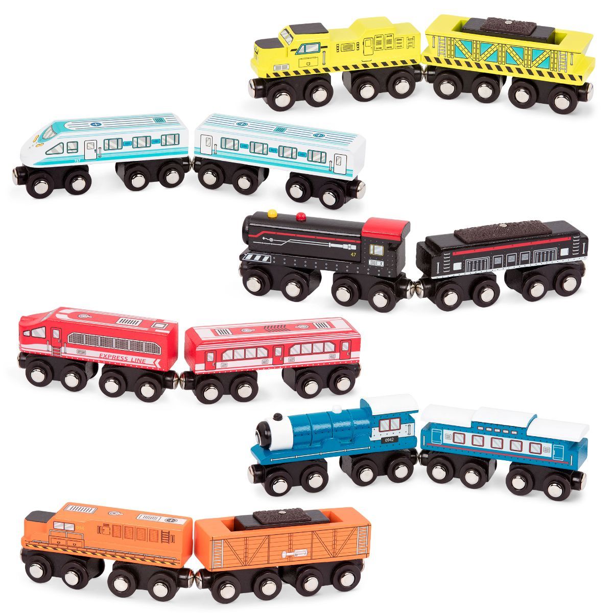 B. toys - Wooden Trains Asst