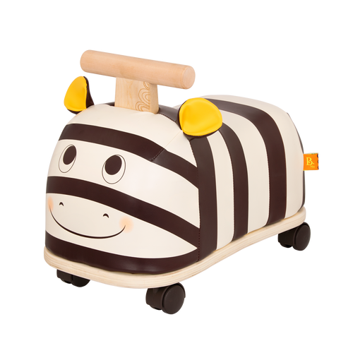 Wooden zebra ride-on.