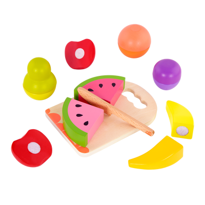 Wooden toy fruits.