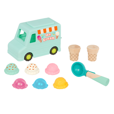 Toy ice cream truck with scoops.