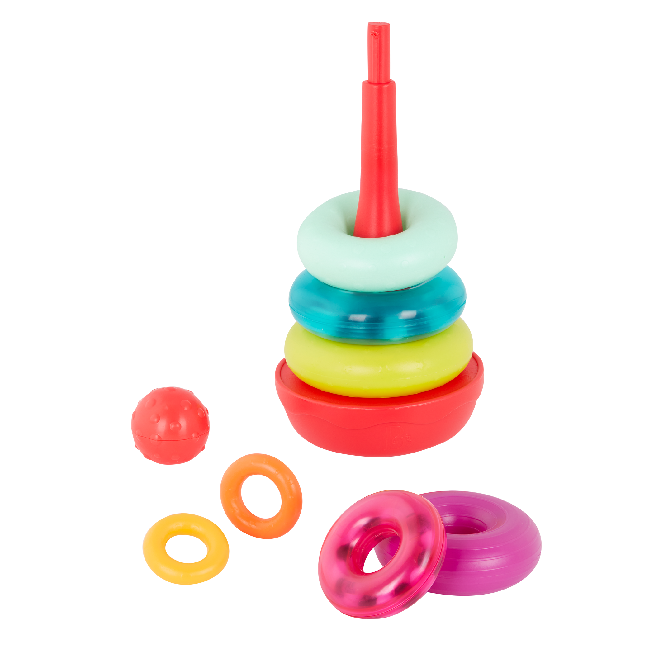 Rainbow stacking rings teether rattles