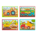 Four wooden truck puzzles.