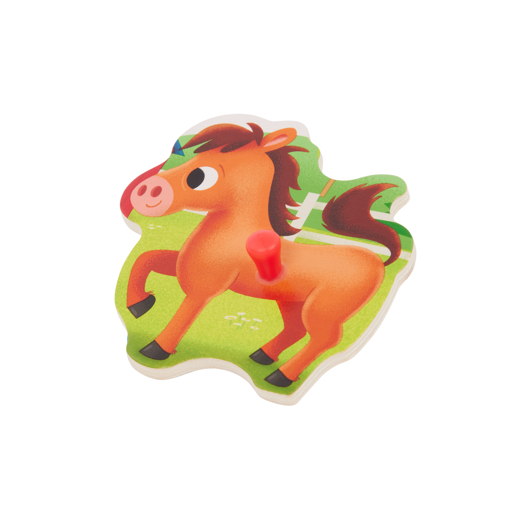 Peg puzzle with farm animals.