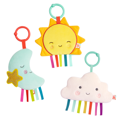 Crinkly sun, moon, and cloud for babies.