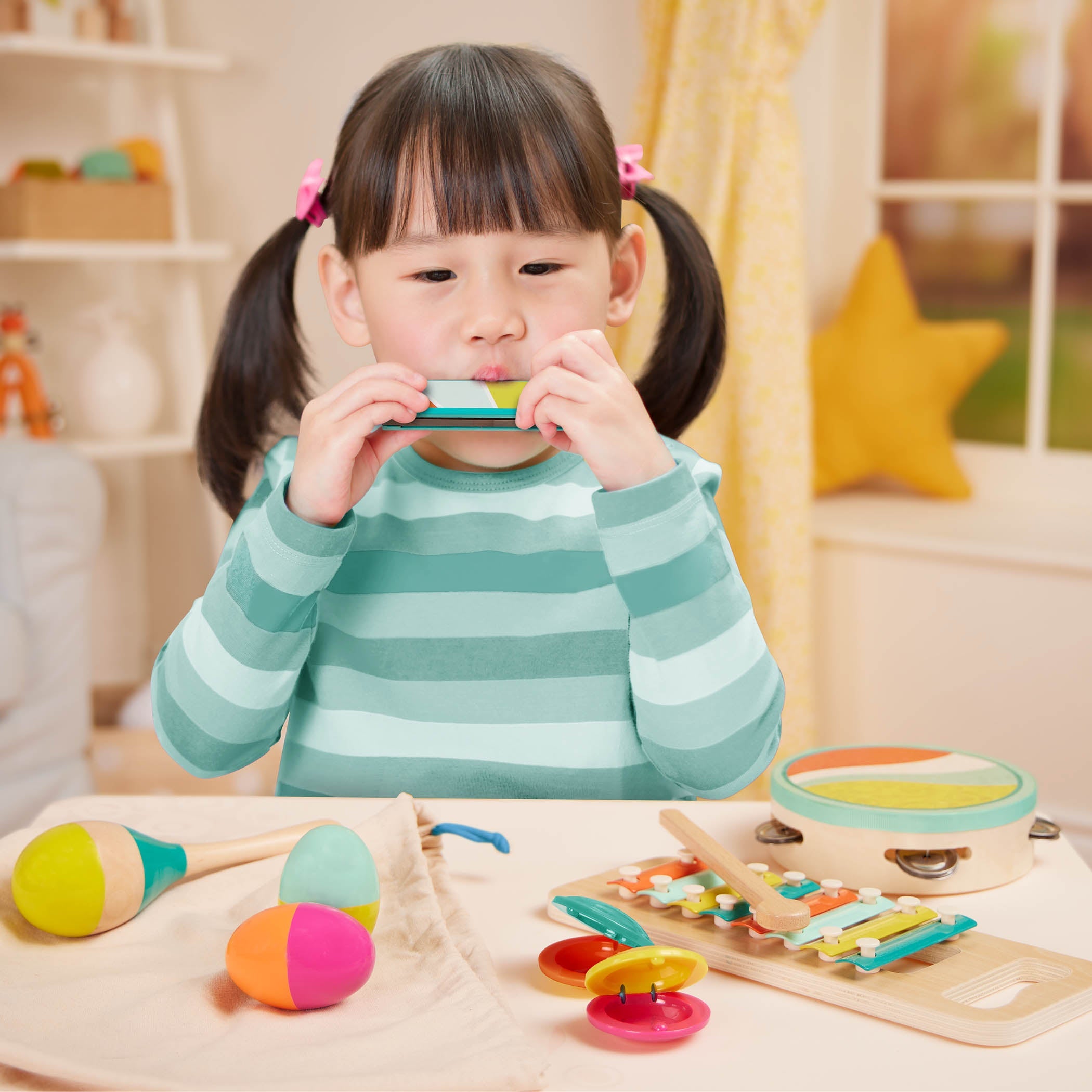 Wooden instruments pack for kids toddlers xylophone percussion