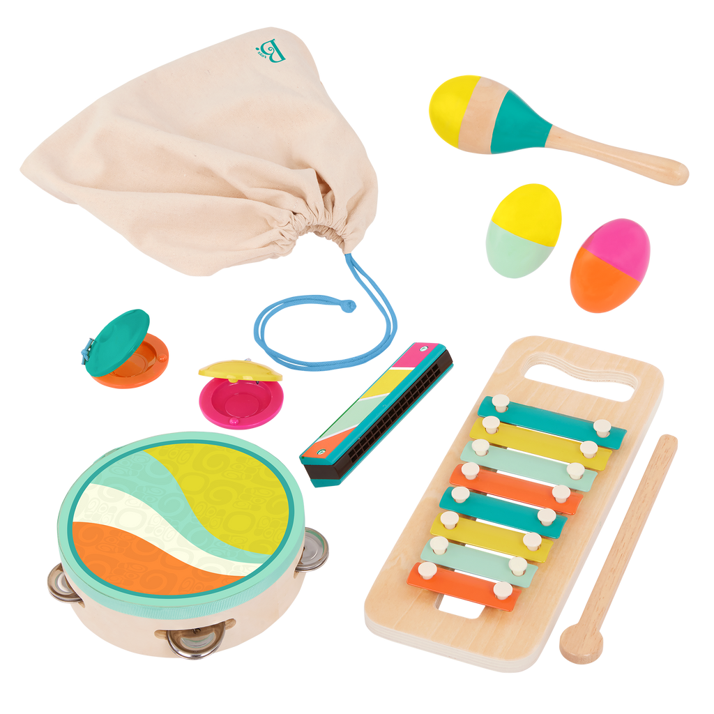 Wooden instruments pack for kids toddlers xylophone percussion