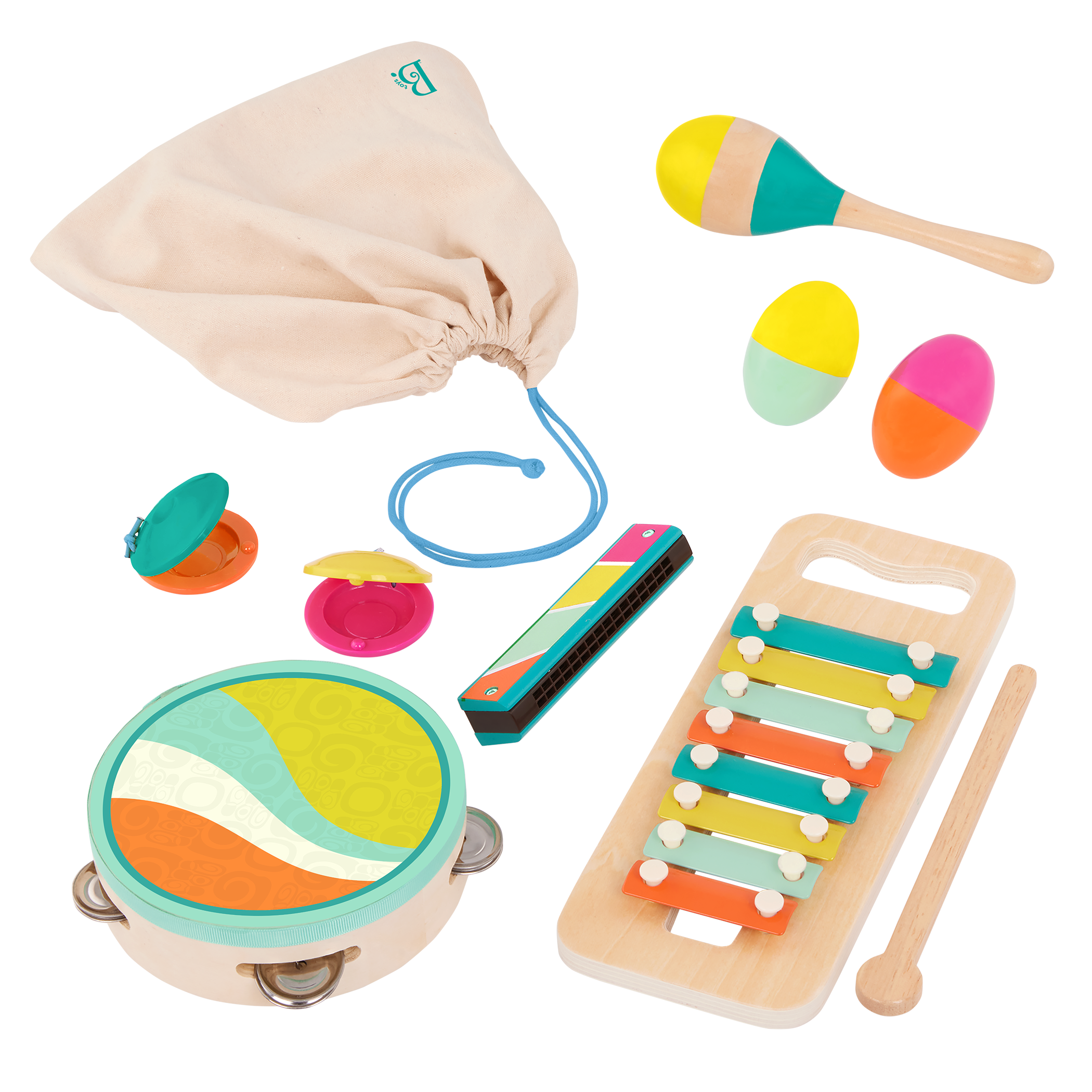 Wooden instruments pack for kids toddlers xylophone percussion