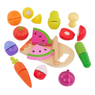 Wooden play food fruits and vegetables choppable for toddlers