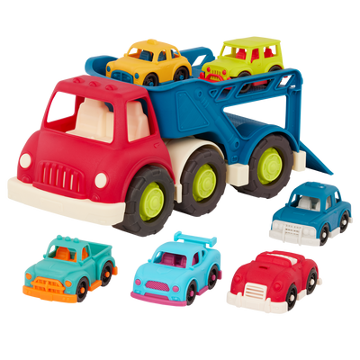 Car carrier truck for toddlers with mini vehicles