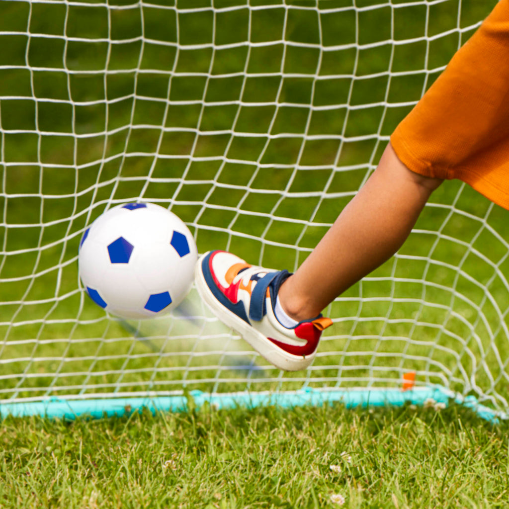 B. sports kids-sized soccer net and ball