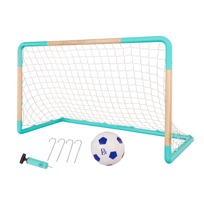 B. sports kids-sized soccer net and ball