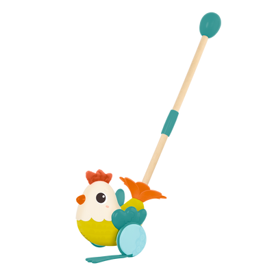 Chicken animal push toy wooden pole toddler walker toys