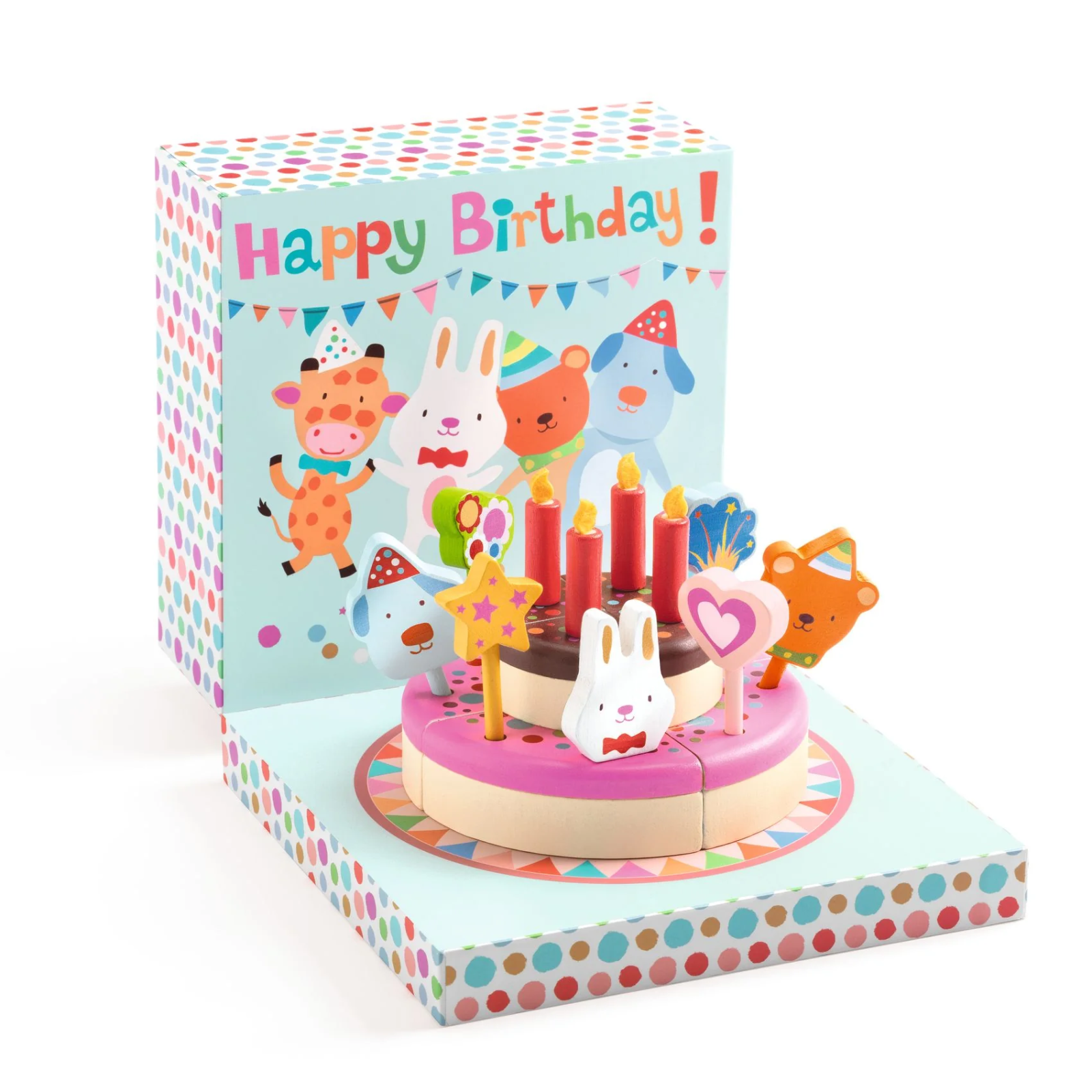 Djeco - 16 piece Happy Birthday Cake & Candles Set