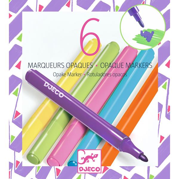 Djeco - 6 Opaque 80's Colour Felt Markers