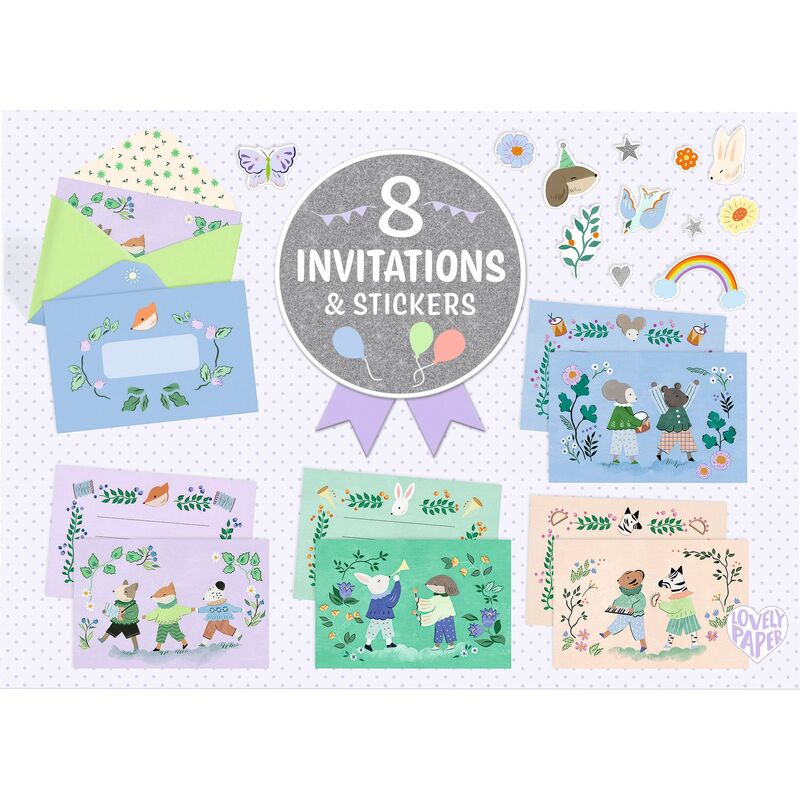 Djeco - Letter Invitation Set - Animal Fanfare