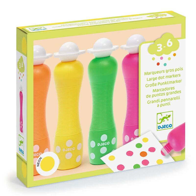 Djeco - Large Dot Foam Markers - Fluro