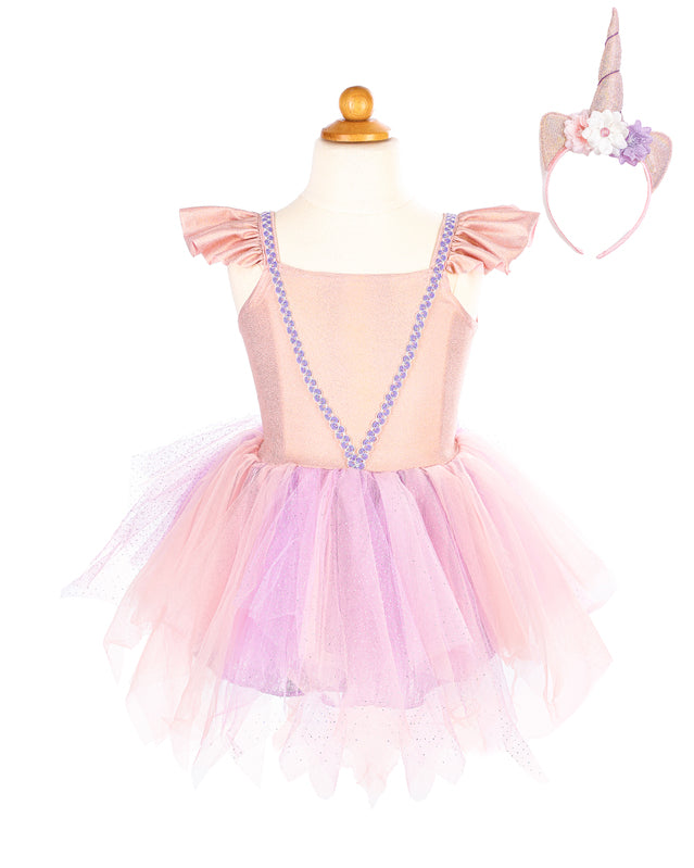 Great Pretenders - Pink Shimmer Unicorn Dress & Headband - Size 3-4