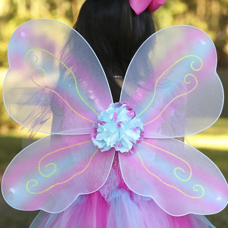 Great Pretenders - Pink Butterfly Dress & Wings with Wand - Size 5-6