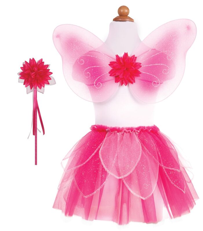 Great Pretenders - Pink Fancy Flutter Skirt with Wings & Wand - Size 4-6