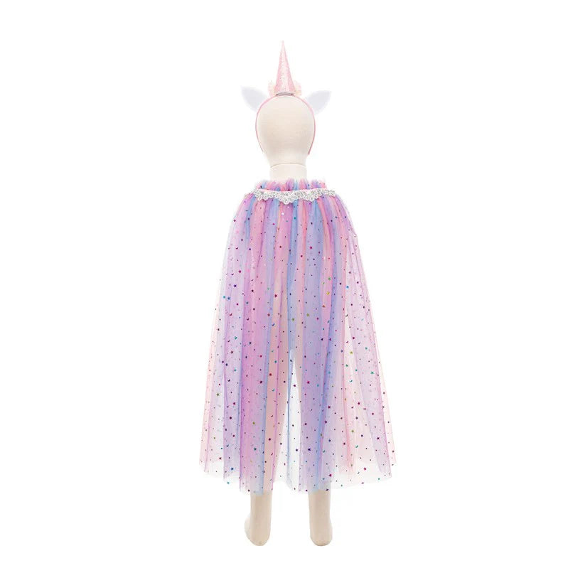 Great Pretenders - Rainbow Unicorn Cape & Headband - Size 4-6