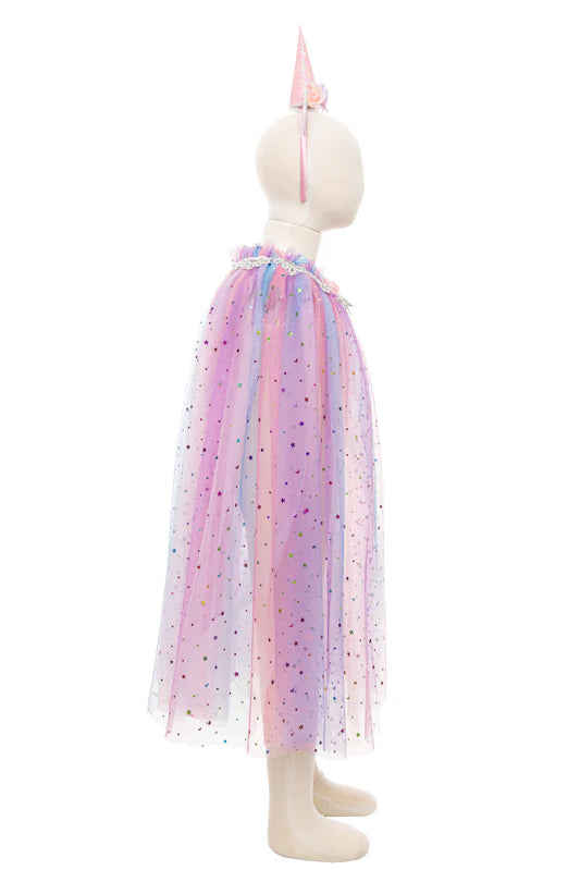 Great Pretenders - Rainbow Unicorn Cape & Headband - Size 4-6