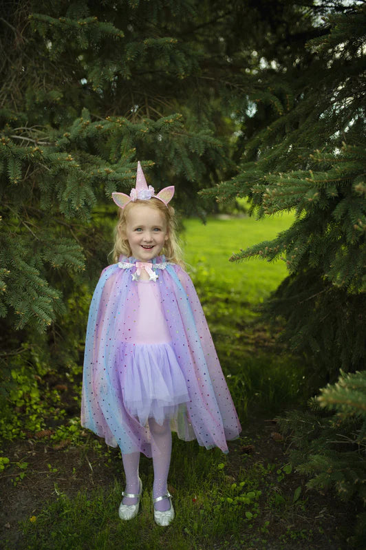 Great Pretenders - Rainbow Unicorn Cape & Headband - Size 4-6