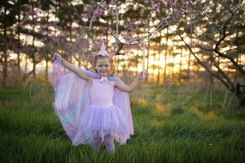 Great Pretenders - Rainbow Unicorn Cape & Headband - Size 4-6