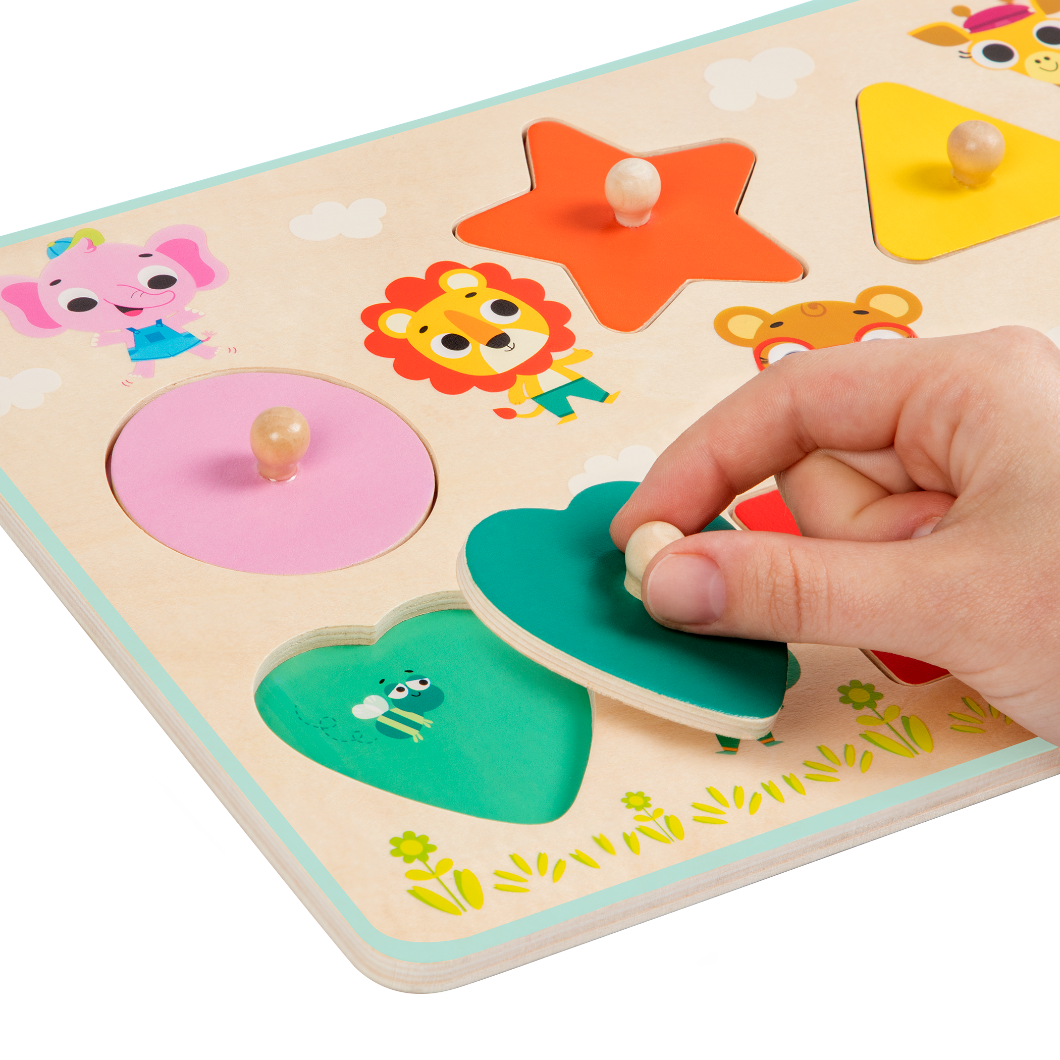 Shape wooden peg puzzle
