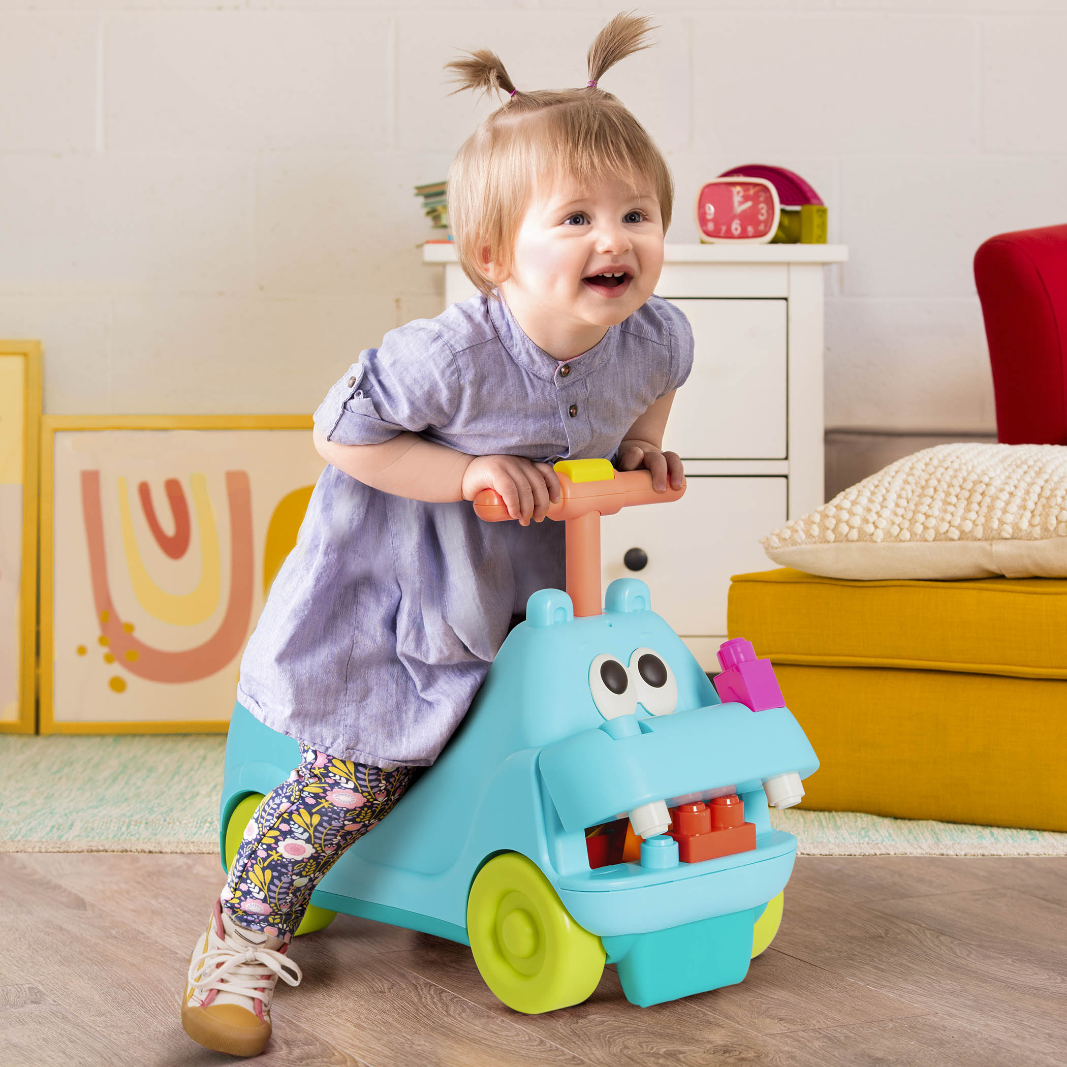 B. toys - LocBloc Hippo Ride-On with Blocks