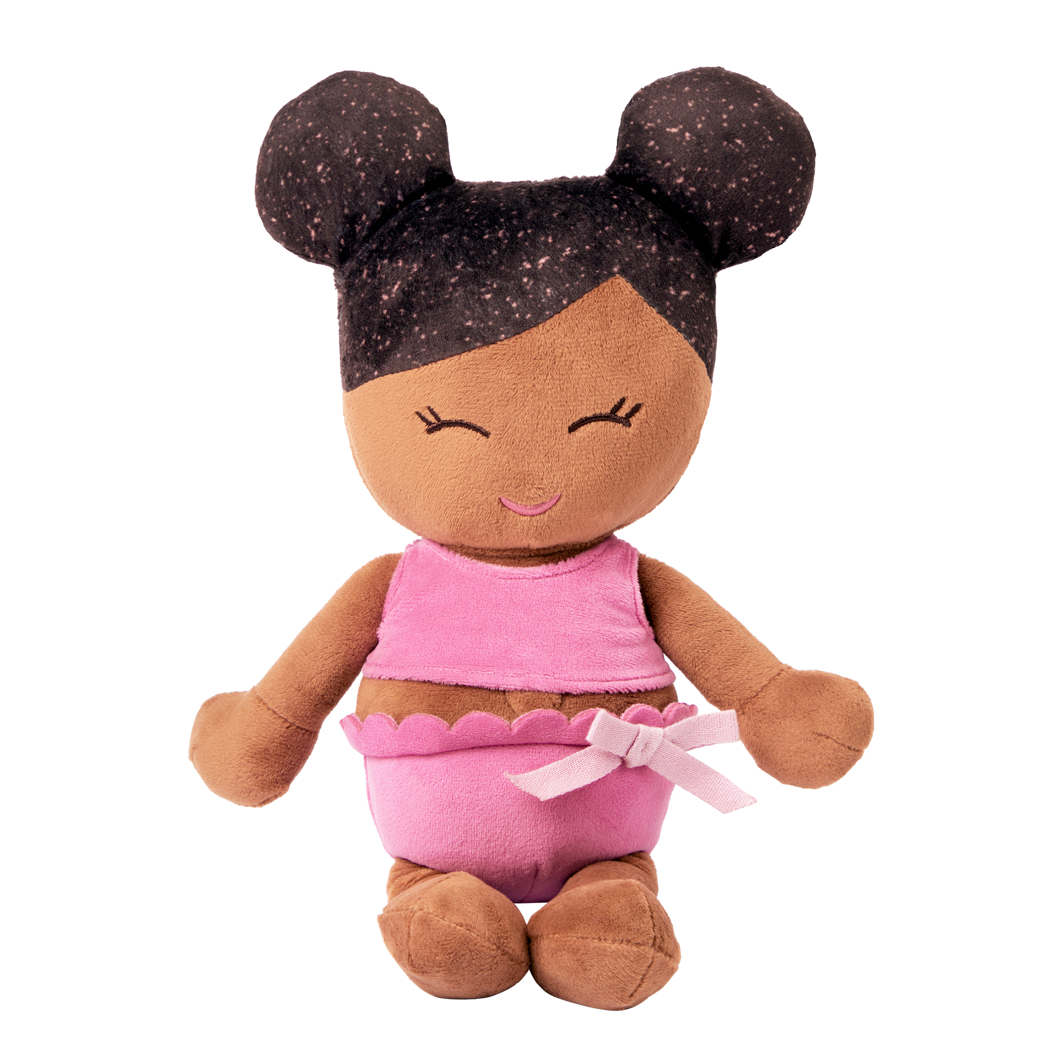 Plush Bath Doll - Dark Skin and Dark Hair - and a rubber ducky