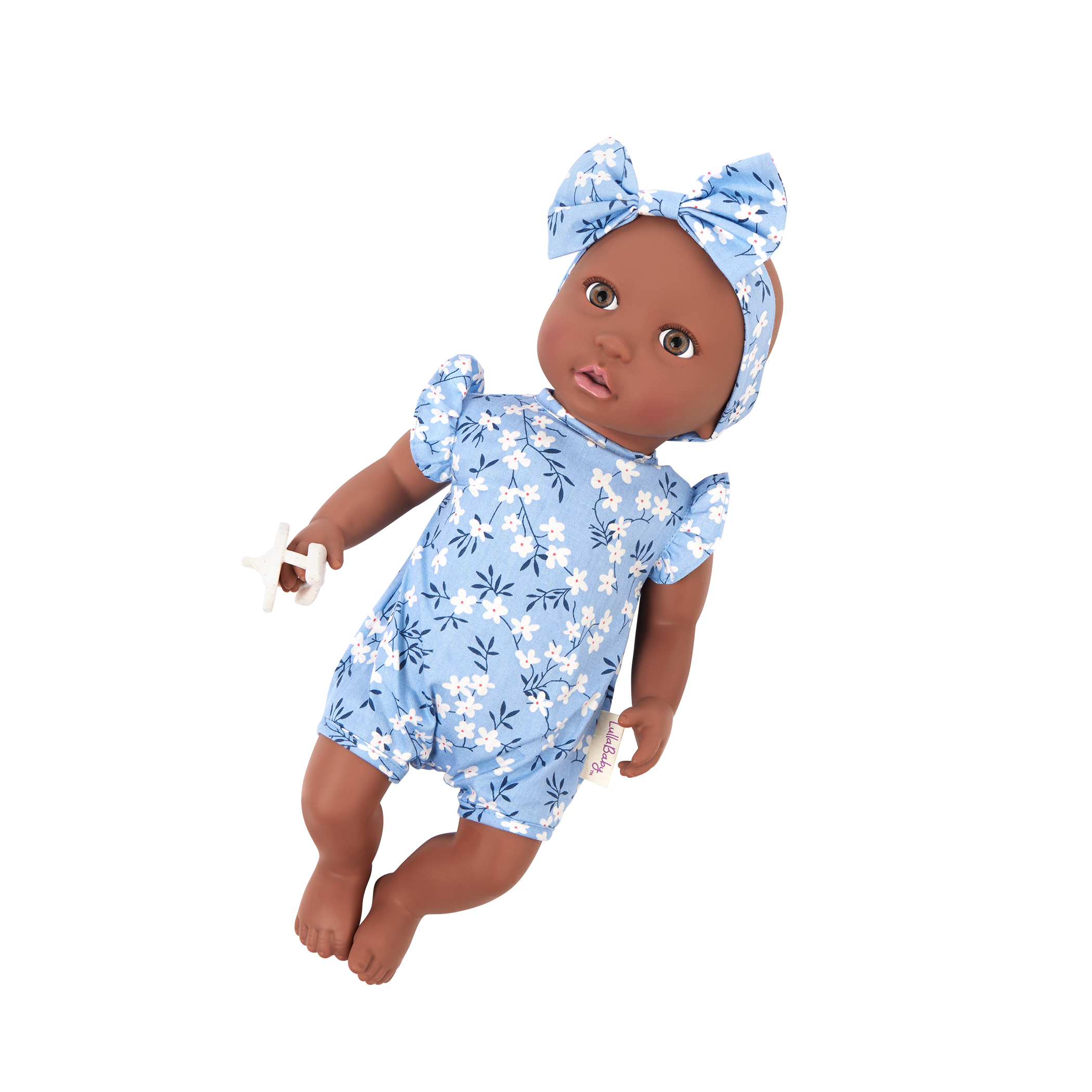 14" Soft Baby Doll w/Floral Onesie, Headband and Soother