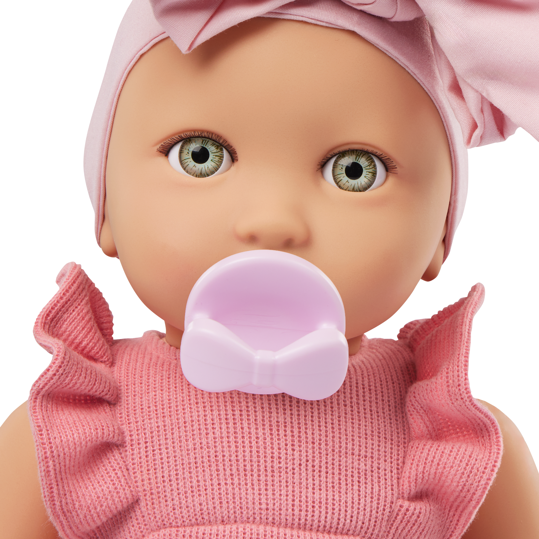 LullaBaby - Doll Girl w/Pink Romper Green Eyes & Fair Skin Tones